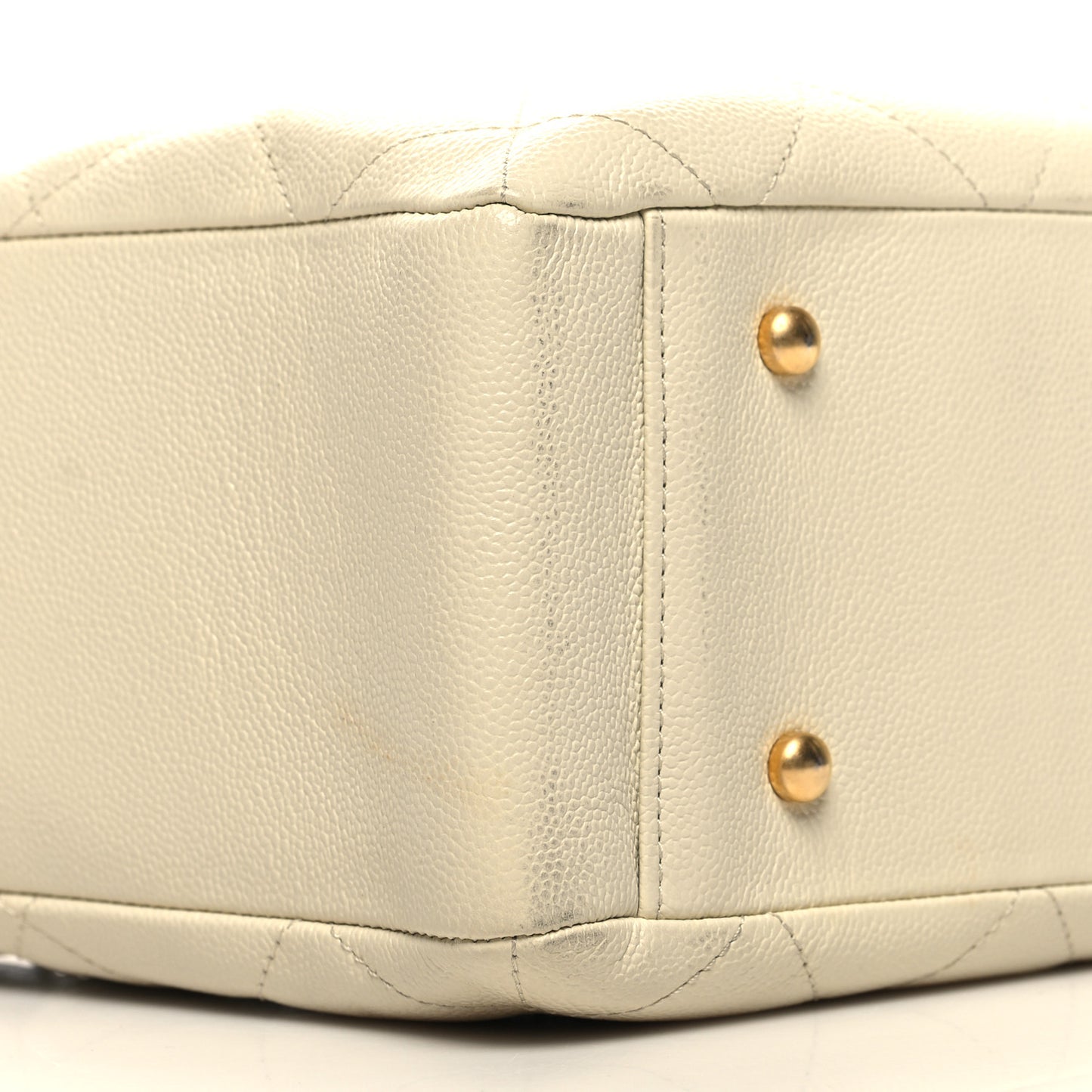 Caviar Quilted Small Shopping Tote White