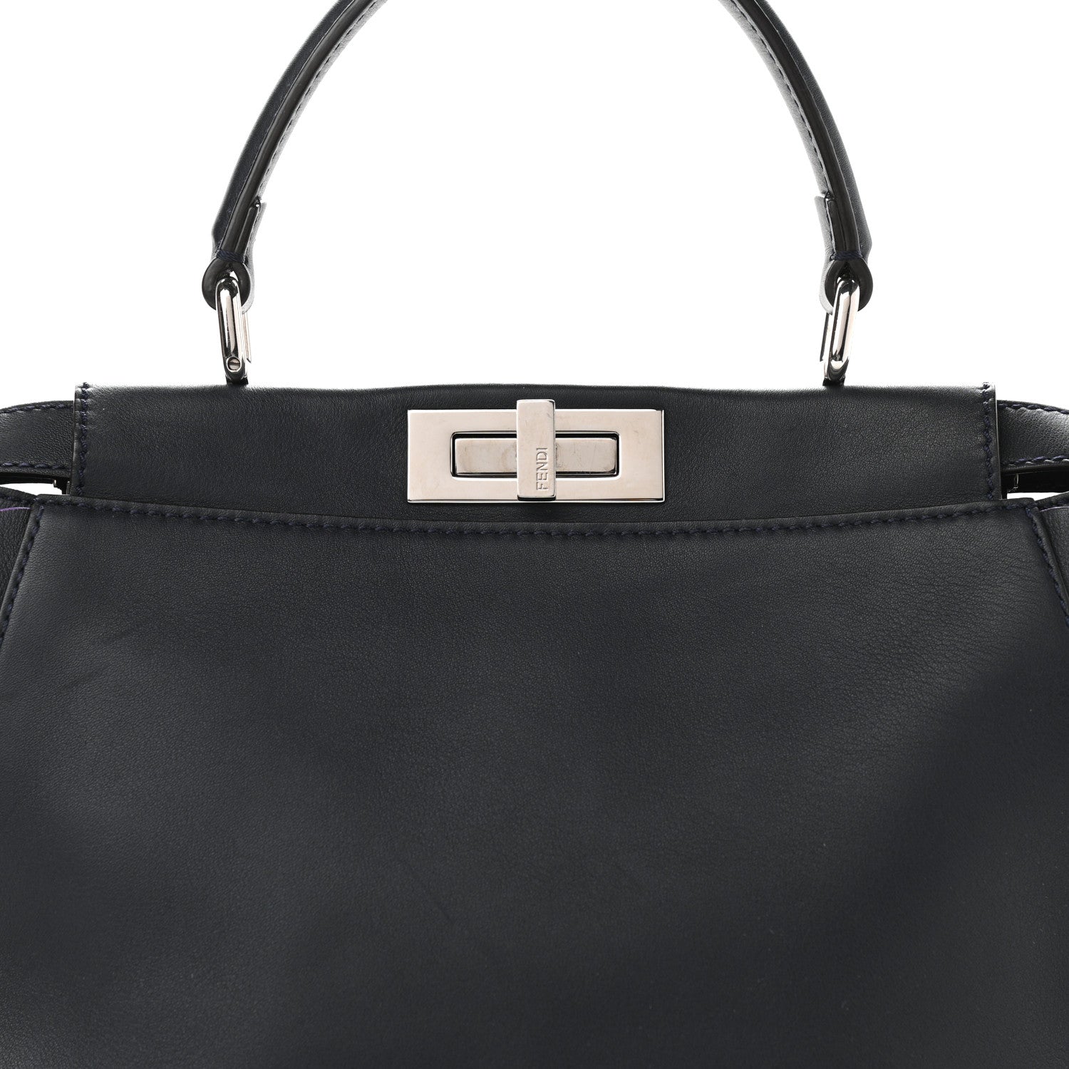 Fendi Vitello Seta Waves Bi-Color Medium Peekaboo Iconic Satchel Blue Notte Mostarda 20 of 20