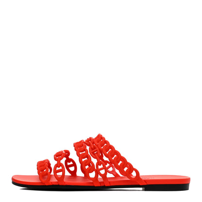 Hermes Rubber Chaine d'Ancre Nude Sandals 38 Pavot 1 of 9