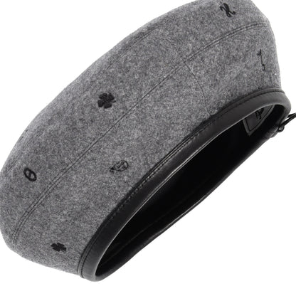 Hermes Cashmere Lambskin Saint-Honore Charms Beret 57 Charbon 7 of 7