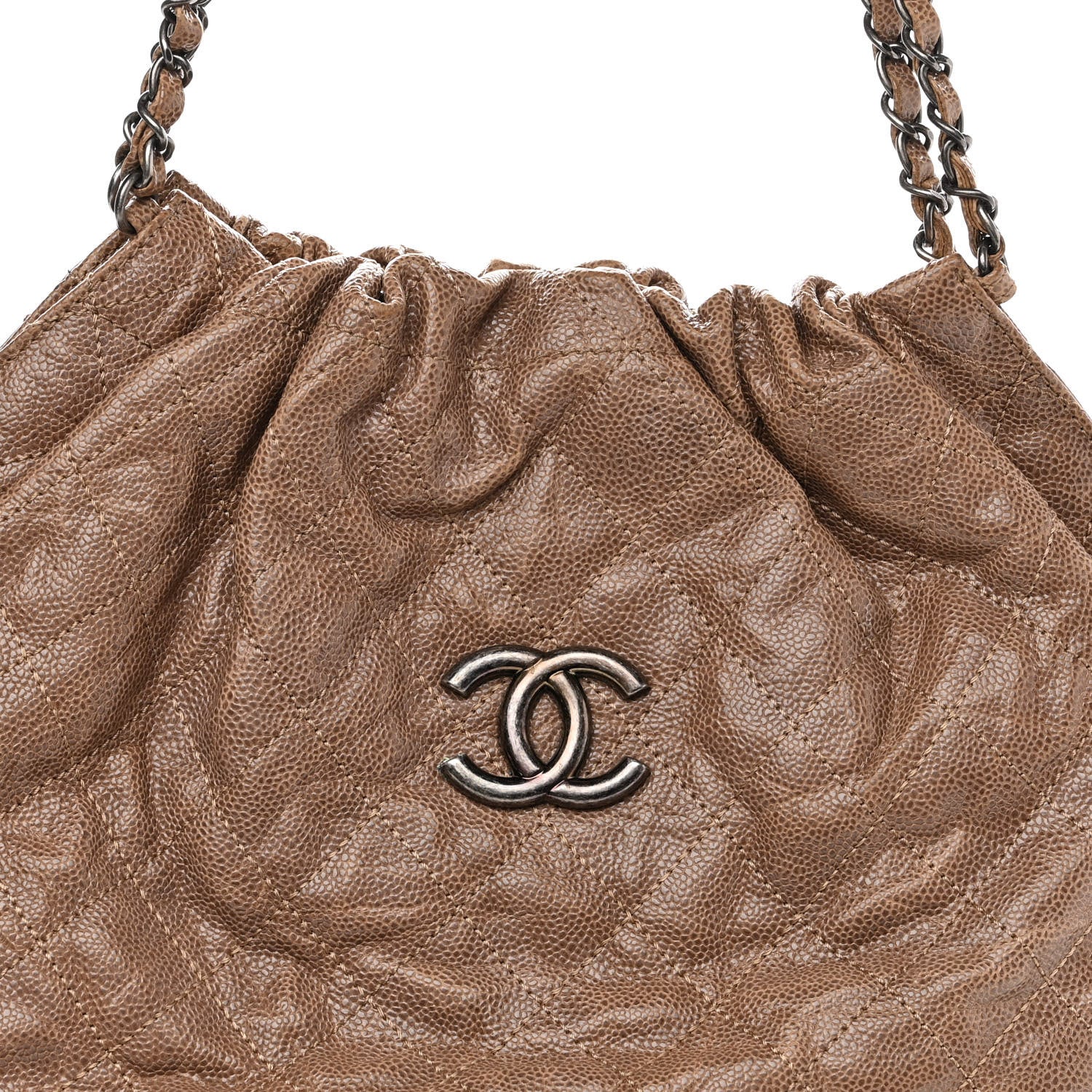 Chanel Distressed Glazed Caviar Quilted Large Elastic Tote Brown 7 of 11