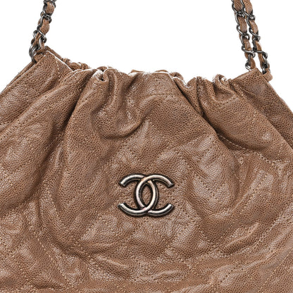 Chanel Distressed Glazed Caviar Quilted Large Elastic Tote Brown 7 of 11
