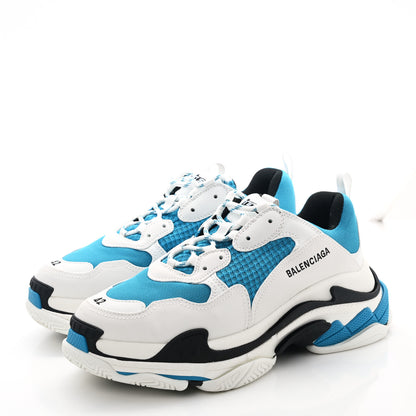 Balenciaga Fabric Mesh Mens Triple S Sneakers 42 White Blue Black 3 of 9