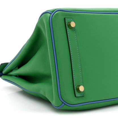 Hermes Swift Horseshoe Birkin 30 Vert Vertigo Bleu Hydra 8 of 12