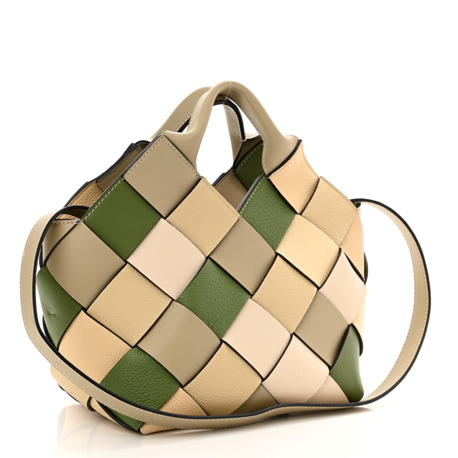 Loewe Calfskin Woven Small The Surplus Collection Basket Bag Avocado Ivory 3 of 9
