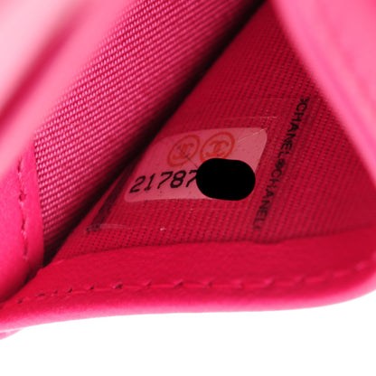 Chanel Lambskin Quilted Card Holder Wallet Fuchsia 11 of 16
