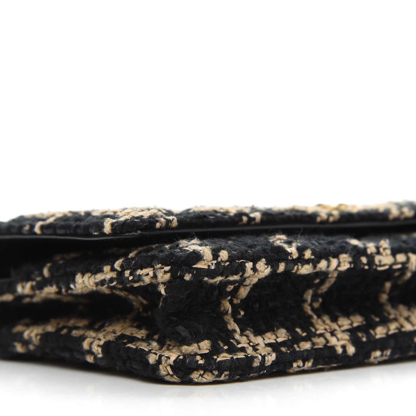 Tweed Quilted Chanel 19 Wallet On Chain WOC Black Beige