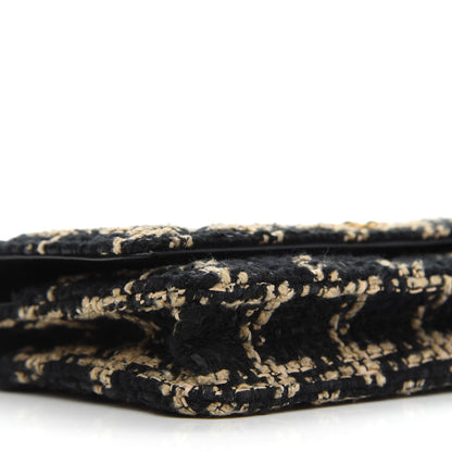 Chanel Tweed Quilted Chanel 19 Wallet On Chain WOC Black Beige 9 of 10