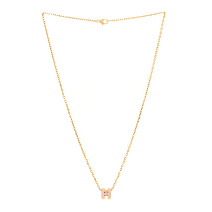 Hermes Lacquered Rose Gold Mini Pop H Pendant Necklace Rose Dragee 2 of 5