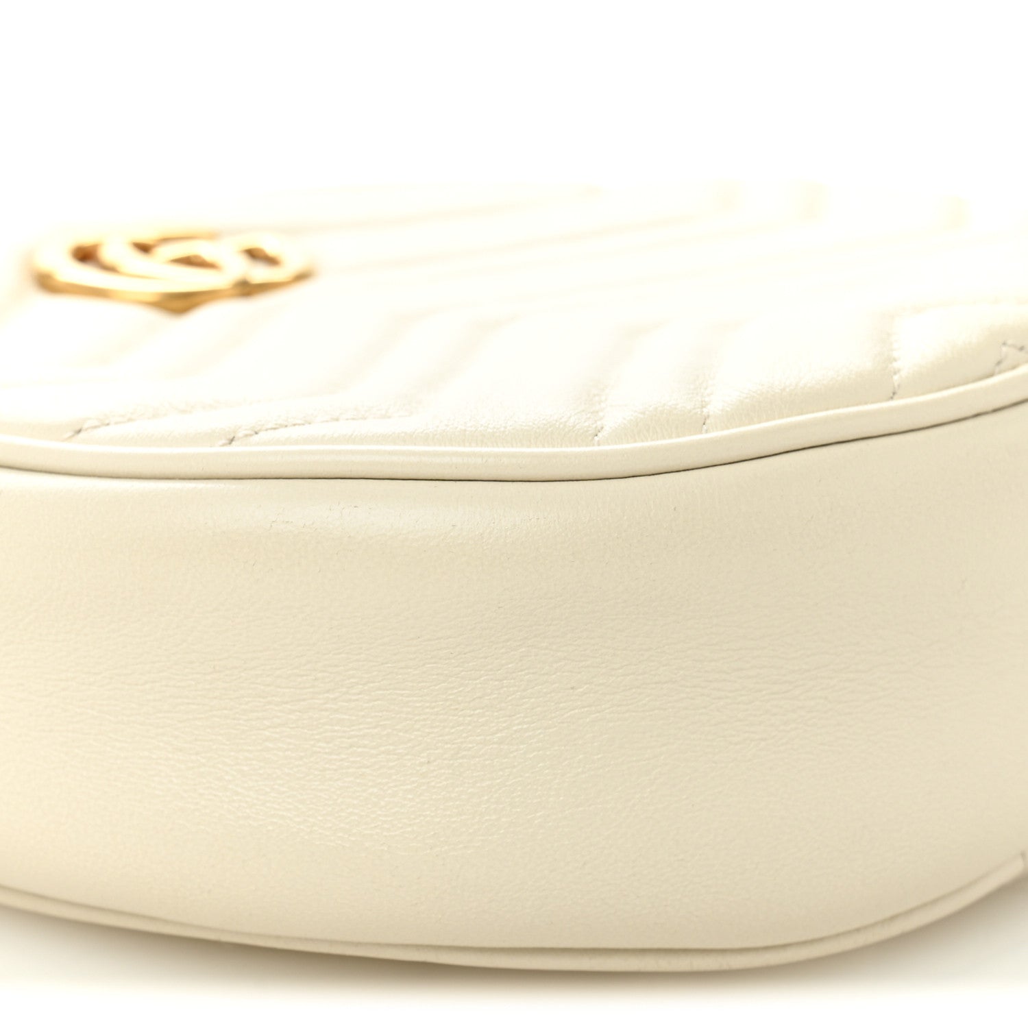 Gucci Calfskin Matelasse Mini GG Marmont Round Shoulder Bag White 9 of 10