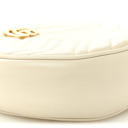 Gucci Calfskin Matelasse Mini GG Marmont Round Shoulder Bag White 9 of 10