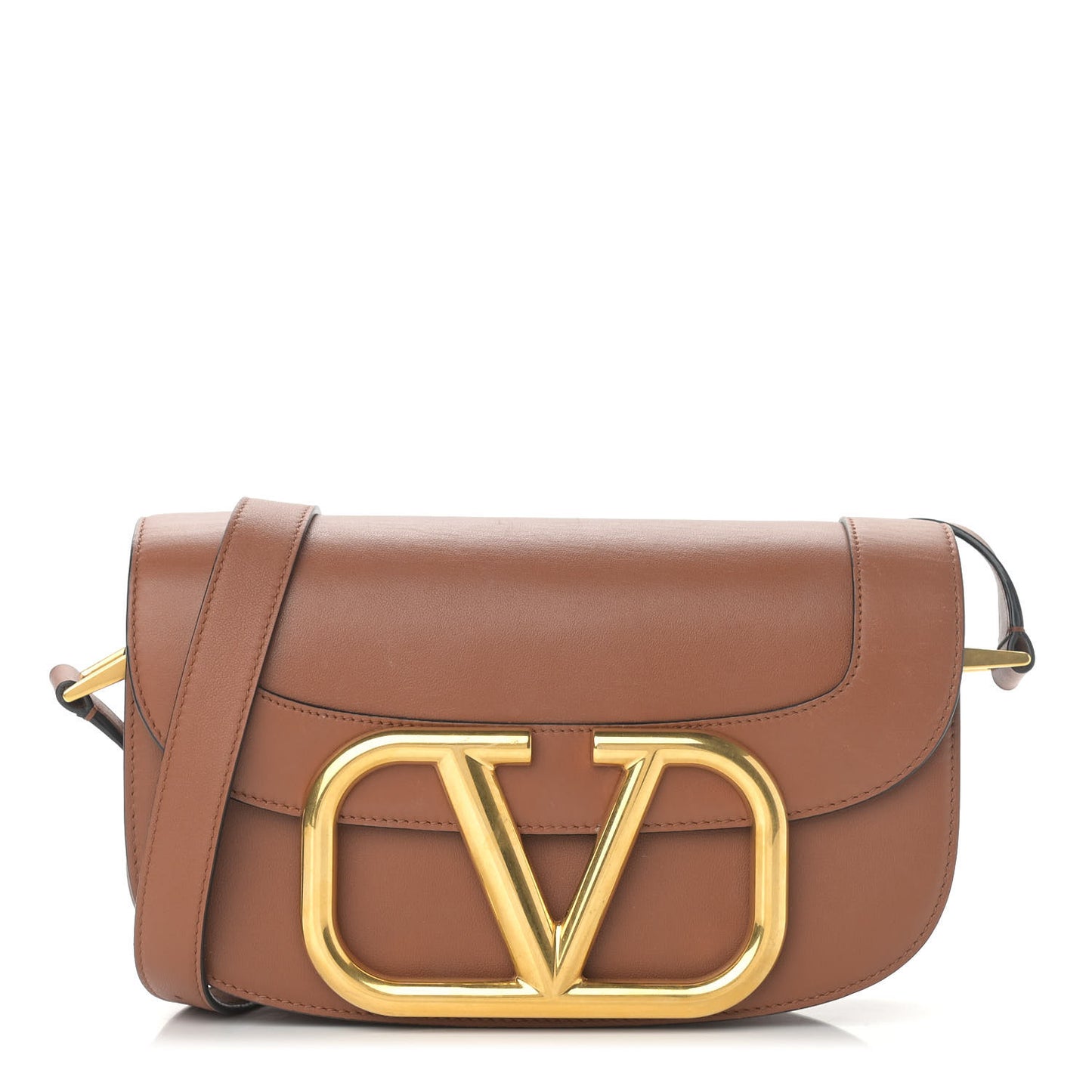Smooth Calfskin Supervee Shoulder Bag Saddle Brown