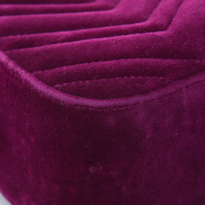 Gucci Velvet Matelasse Small GG Marmont Chain Shoulder Bag Fuchsia Violet Cyclamen 9 of 13
