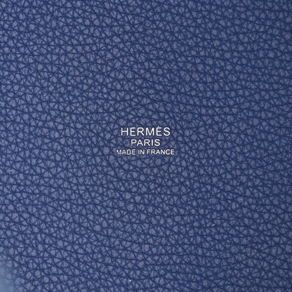 Hermes Taurillon Clemence Casaque Picotin Lock 22 MM Bleu Saphir Bleu Brighton 6 of 10