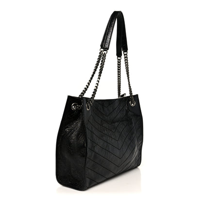 Saint Laurent Crinkled Calfskin Matelasse Monogram Medium Niki Shopper Tote Black 3 of 10