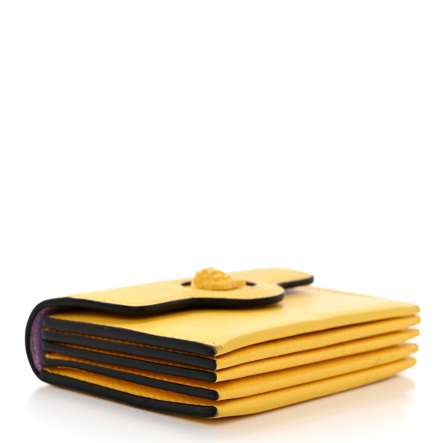 Grained Calfskin Medusa Card Holder Yellow Purple