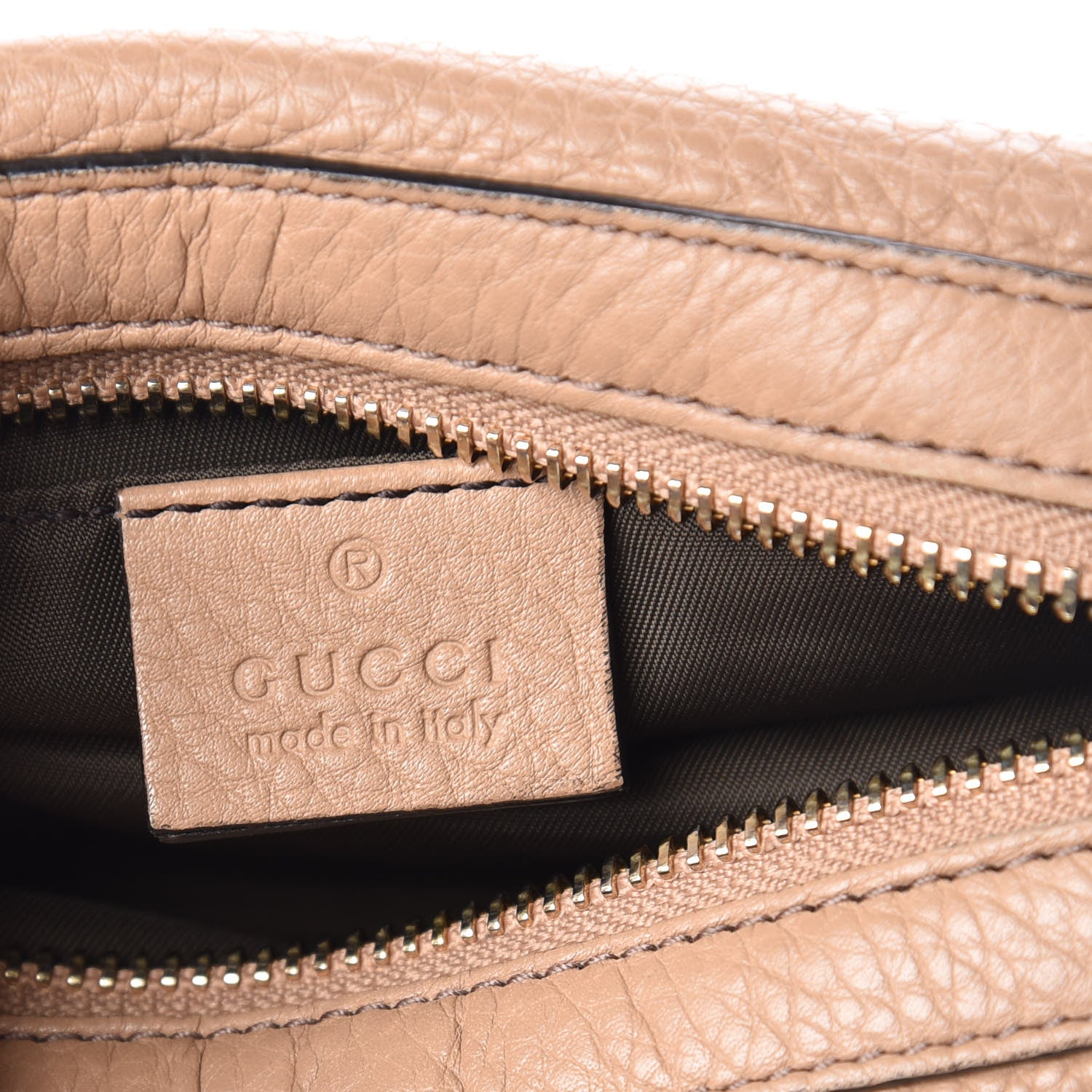 Gucci Pebbled Calfskin Soho Small Cosmetic Case Camelia 6 of 15