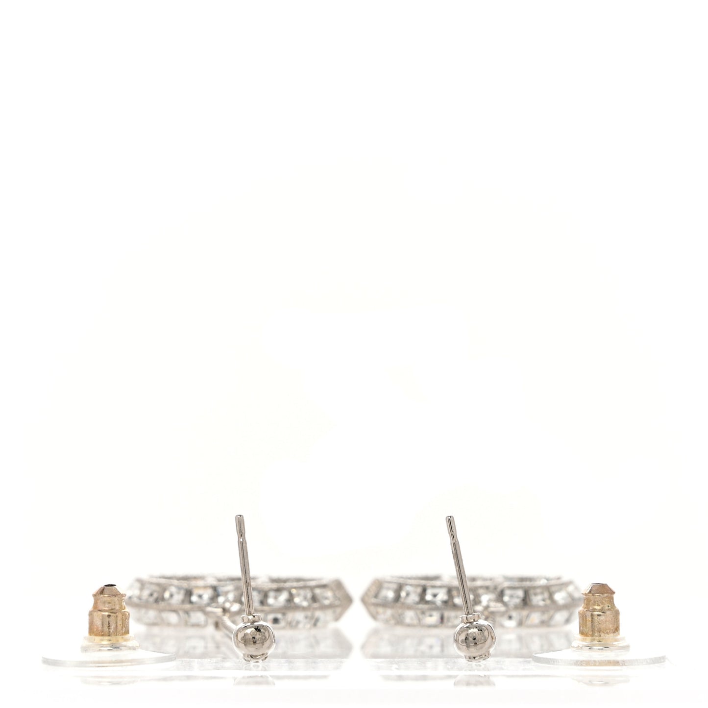 Baguette Crystal CC Drop Earrings Silver