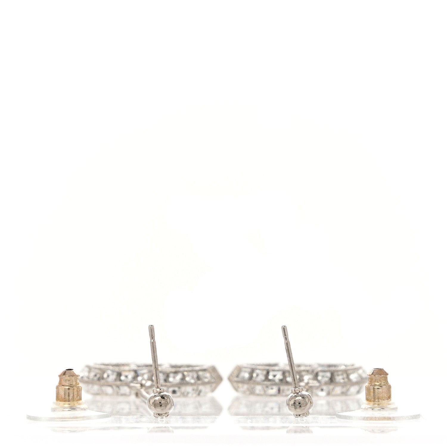 Chanel Baguette Crystal CC Drop Earrings Silver 3 of 6