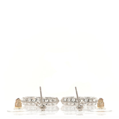 Chanel Baguette Crystal CC Drop Earrings Silver 3 of 6