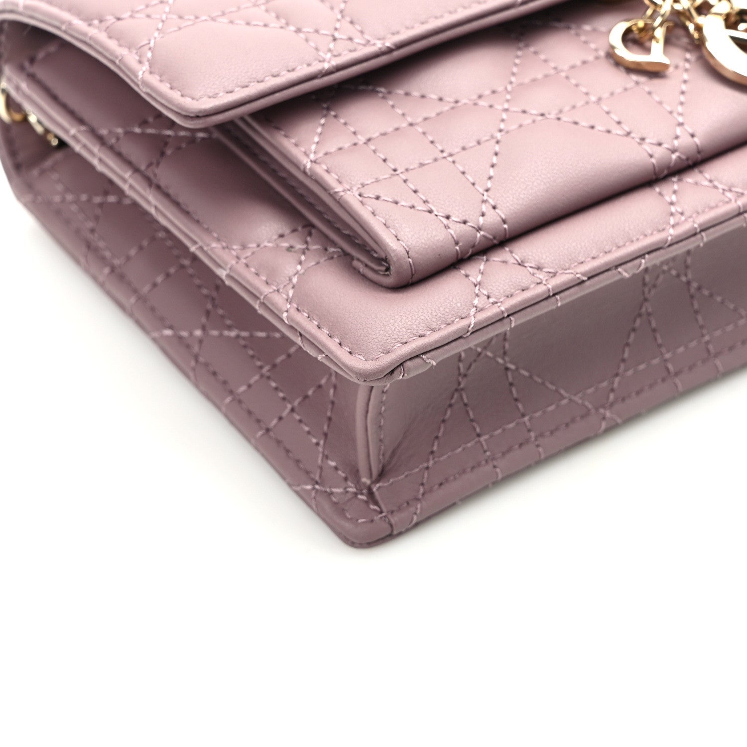 Christian Dior Lambskin Cannage Lady Dior Chain Pouch Purple 11 of 14