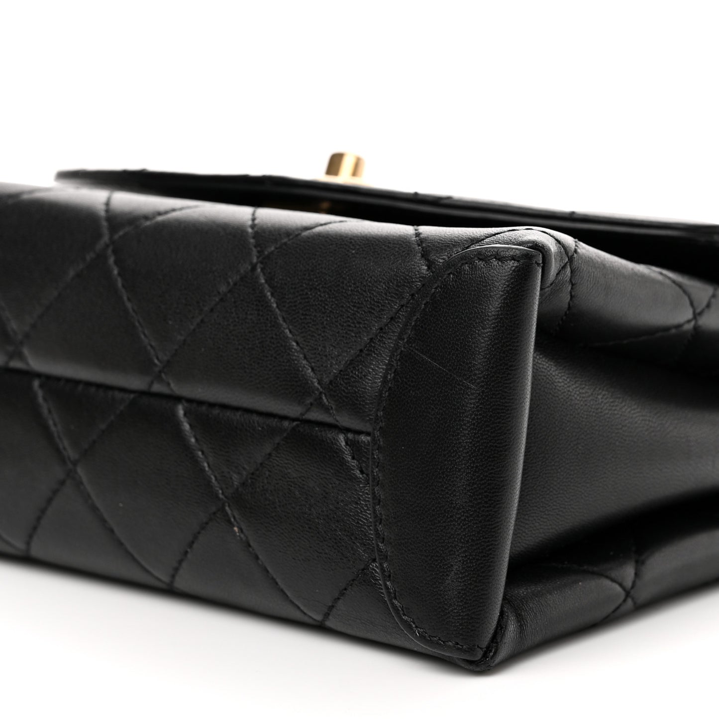 Lambskin Quilted Mini Trendy Spirit Top Handle Flap Black