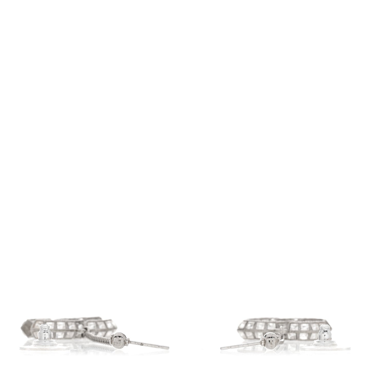 Baguette Crystal CC Drop Earrings Silver