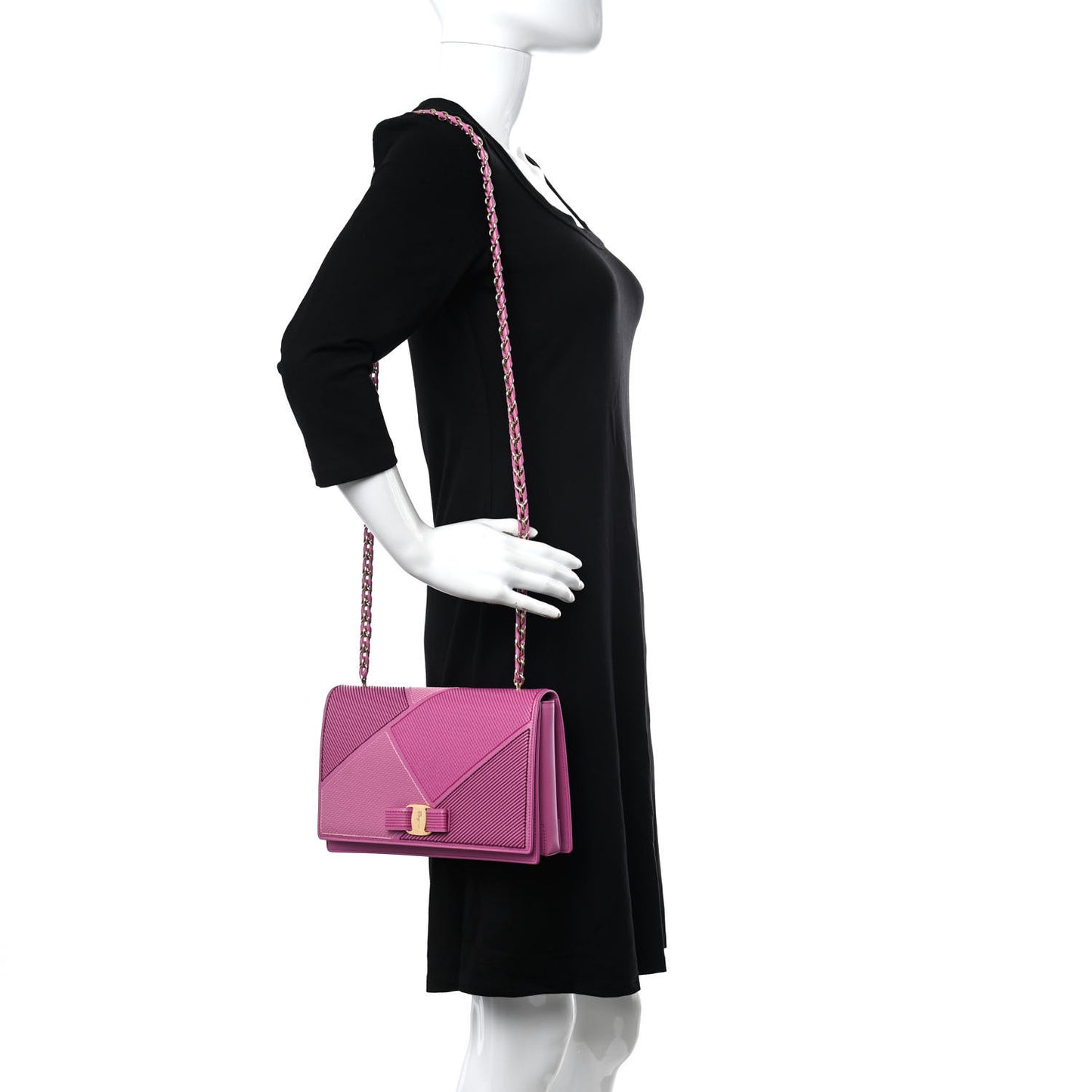 Stitched Calfskin Medium Ginny Shoulder Bag Pink