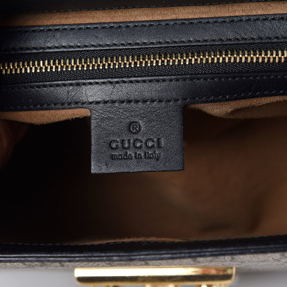 Gucci GG Supreme Monogram Calfskin Small Padlock Top Handle Bag Beige Black Cuir 6 of 11