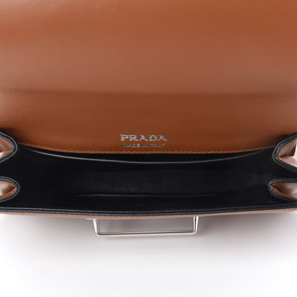 Prada City Calfskin Sidonie Shoulder Bag Black Cognac 5 of 9