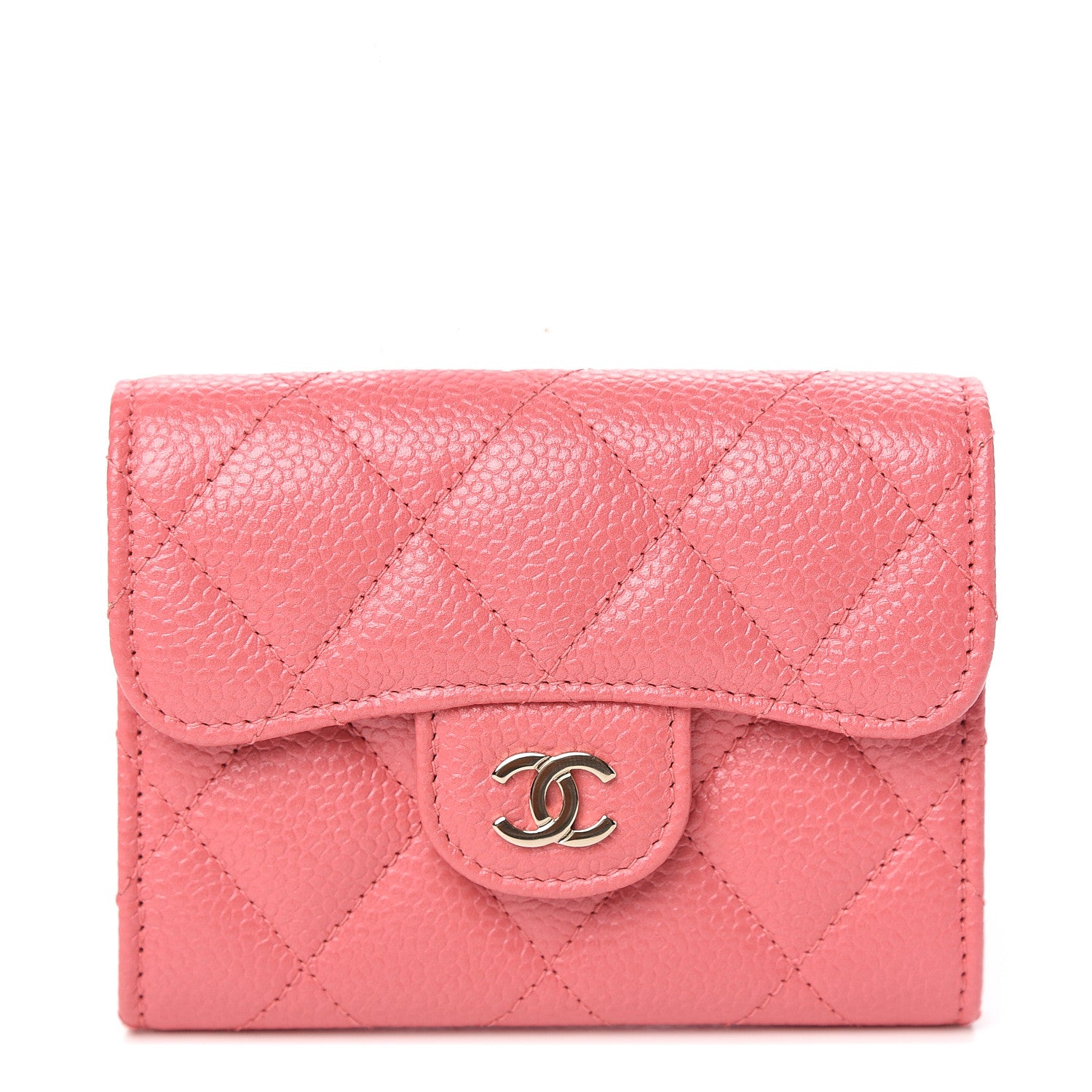 Chanel Iridescent Caviar Quilted Flap Card Holder Wallet Pink 1 of 8