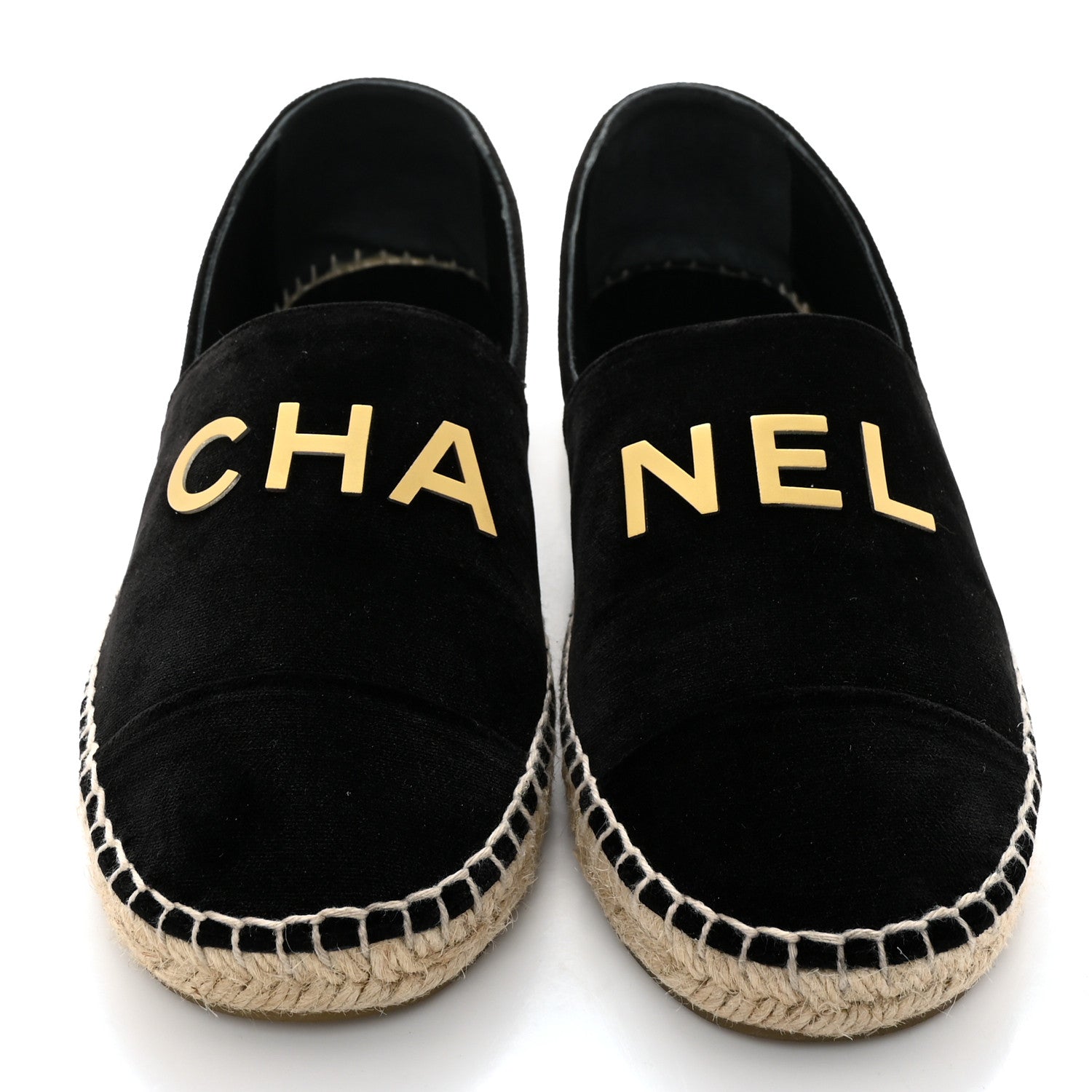 Chanel Velvet Logo Espadrilles 37 Black 3 of 9