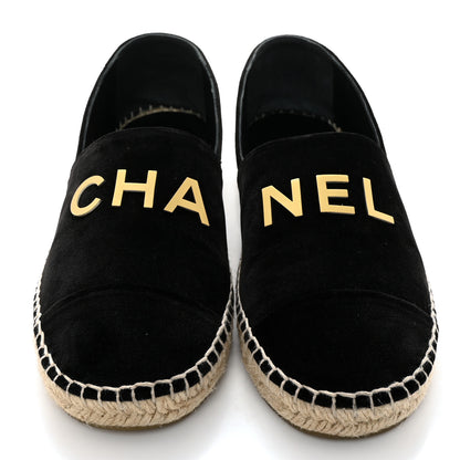 Chanel Velvet Logo Espadrilles 37 Black 3 of 9
