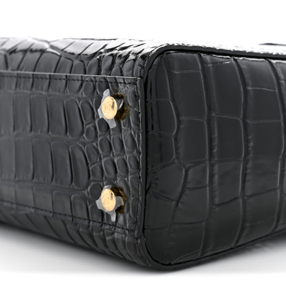 Chanel Calfskin Crocodile Embossed Small Archetype Black 10 of 12