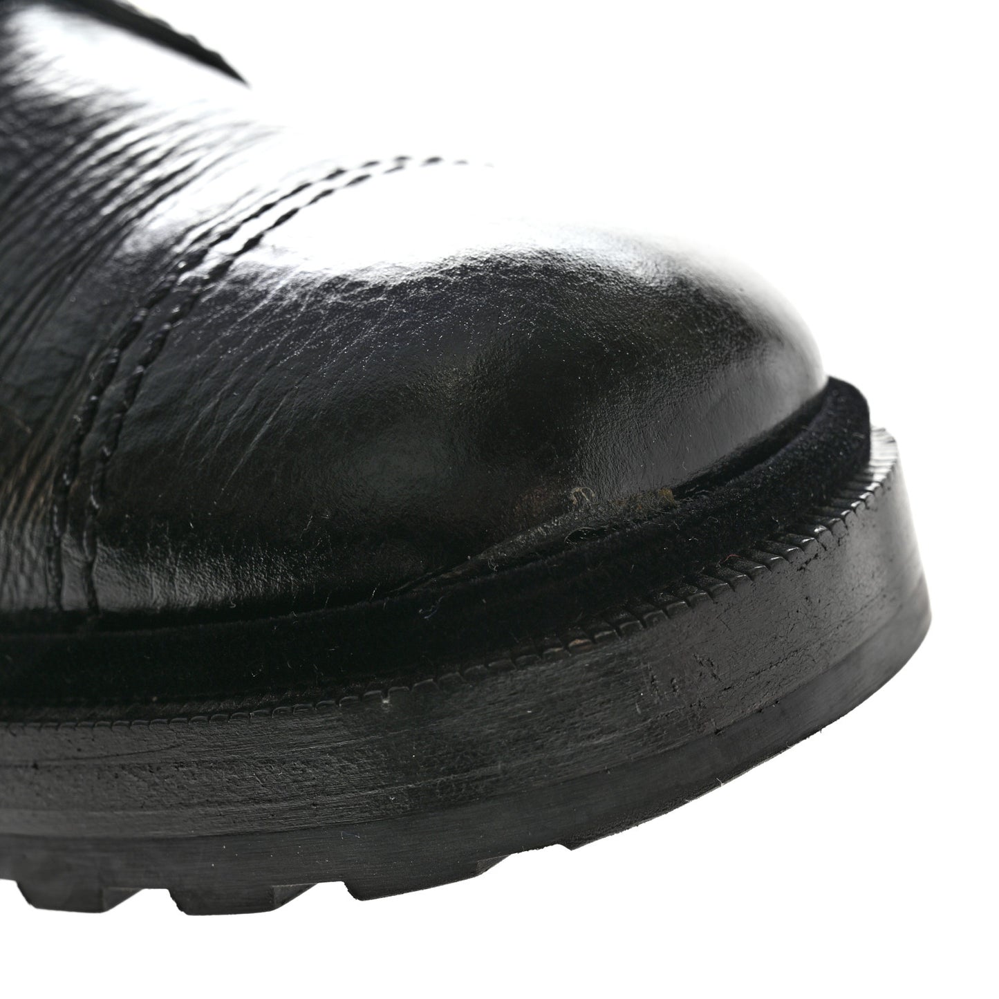 Shiny Calfskin Velvet Pearl Combat Short Boots 40 Black