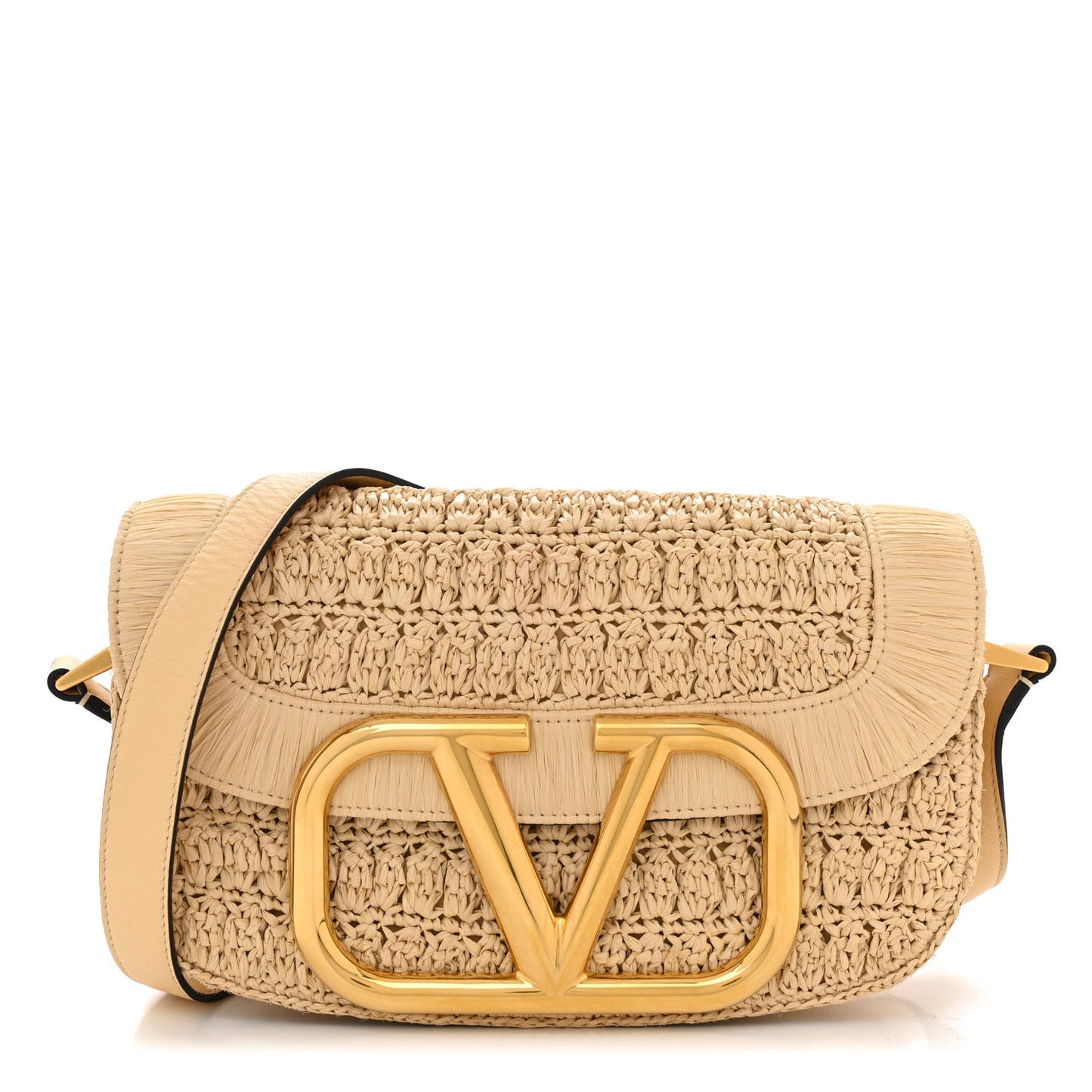 Raffia Braided Supervee Crossbody Bag Beige