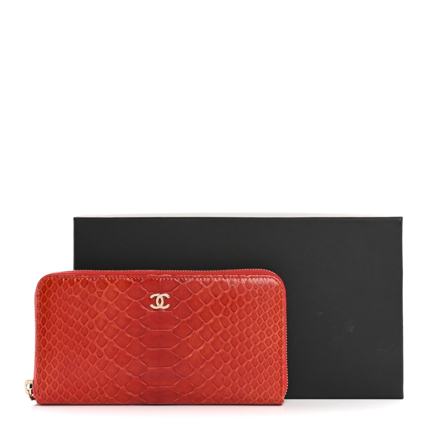 Snakeskin Large Gusset Zip Around Wallet Red
