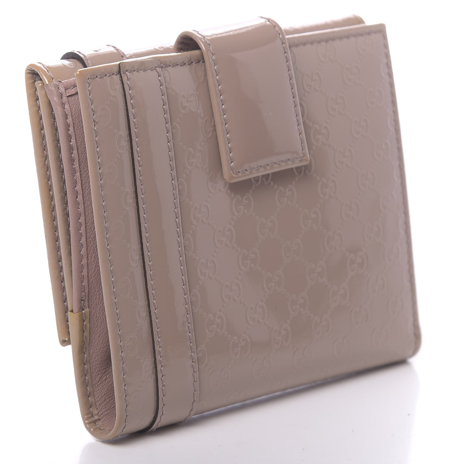 Gucci Patent Microguccissima Nice French Flap Wallet Dark Cipria 3 of 8