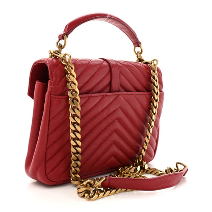 Saint Laurent Sheepskin Matelasse Chevron Monogram Medium College Bag Rouge 3 of 13