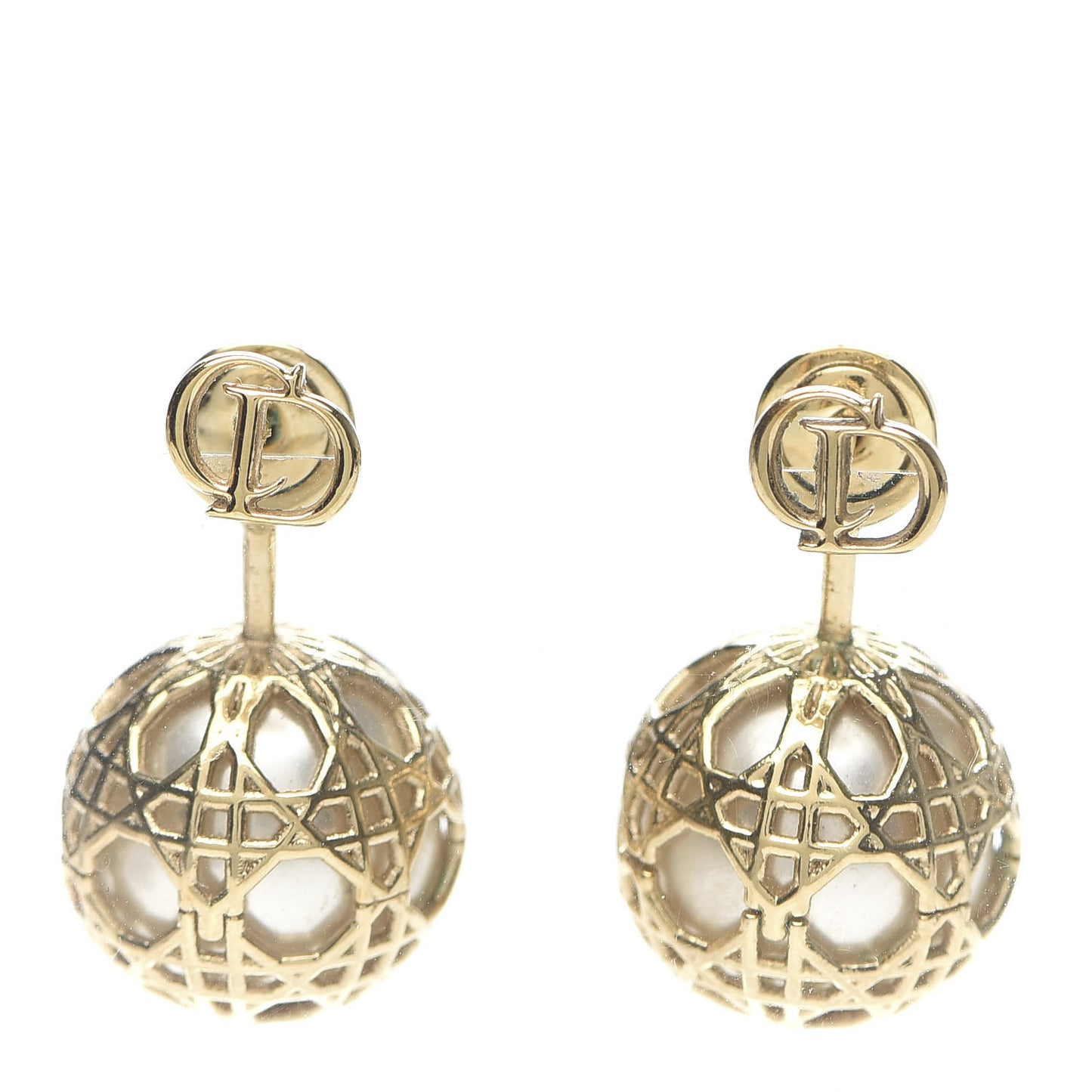 Pearl Secret Cannage Mise En Dior Tribales Earrings Gold