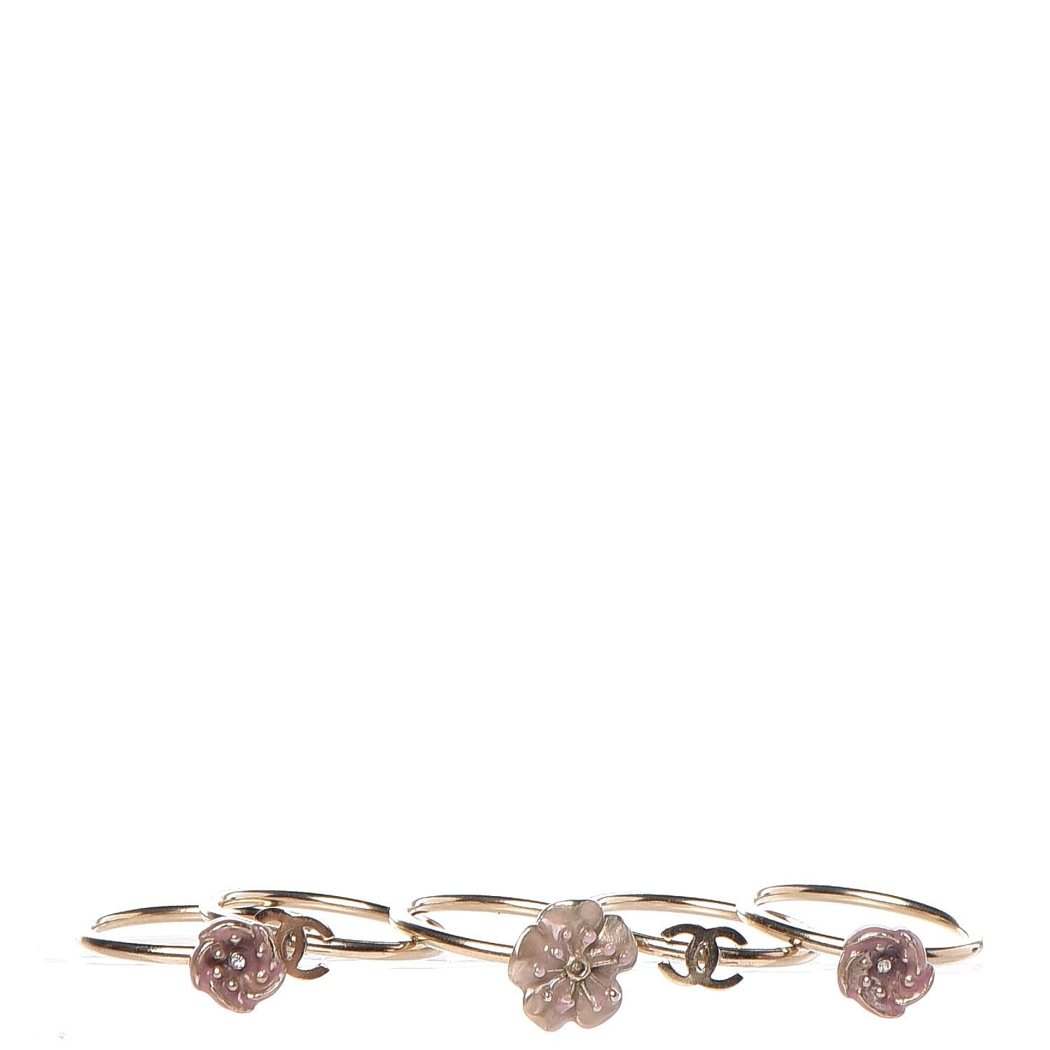 Chanel Enamel Camellia CC Stackable Ring Set of 5 5 3 of 4
