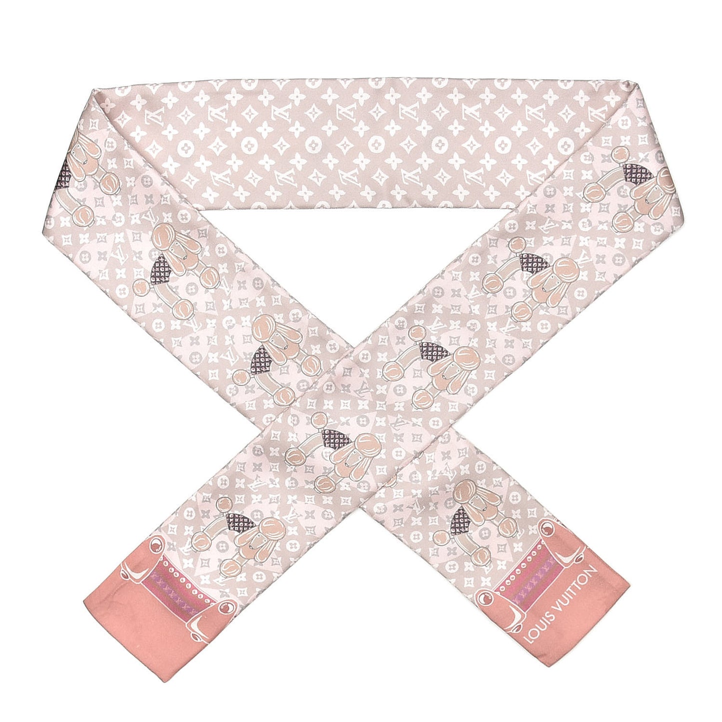 Silk Monogram Poodle Animalle Bandeau Rose Pale