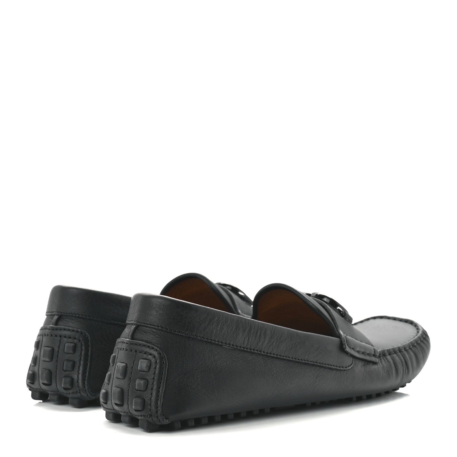 Gucci Soft Clove Calfskin Monochrome Mens Interlocking G Driver Loafers 10.5 Black 4 of 9