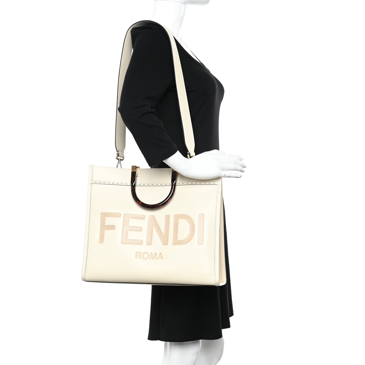 Vitello King Plexiglass Medium Fendi Sunshine Shopper Tote White Ice
