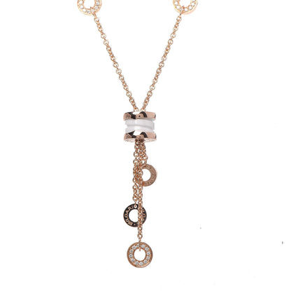 Bulgari 18K Rose Gold Diamond White Ceramic B.Zero1 Necklace 4 of 8
