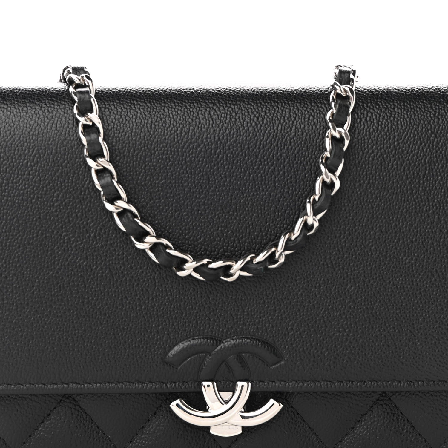 Chanel Grained Calfskin Quilted CC Box Wallet On Chain WOC Black 9 of 11