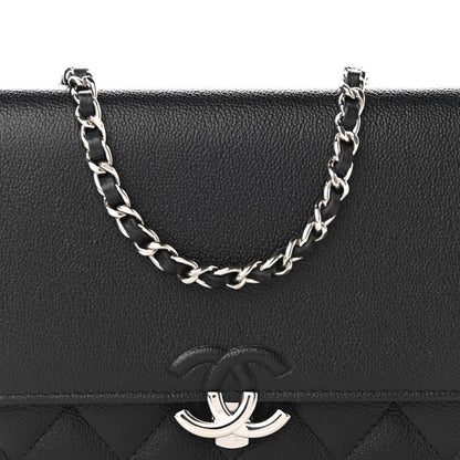 Chanel Grained Calfskin Quilted CC Box Wallet On Chain WOC Black 9 of 11