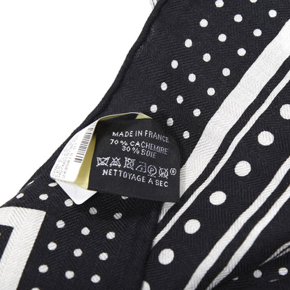 Hermes Cashmere Silk Les Cles Bandana Shawl 140 Black White 4 of 4