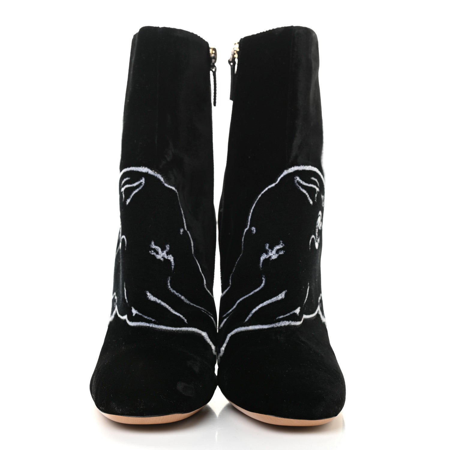 Valentino Garavani Velvet Panther Embroidered Ankle Boots Black 39 2 of 12