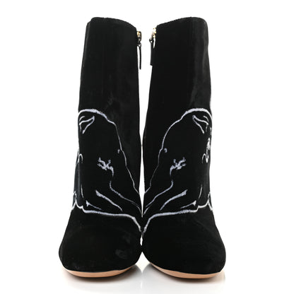 Valentino Garavani Velvet Panther Embroidered Ankle Boots Black 39 2 of 12
